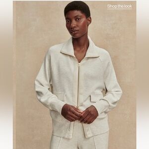 BNWOT Varley Roxbury Zip-Through Sweatshirt in Ivory Marl